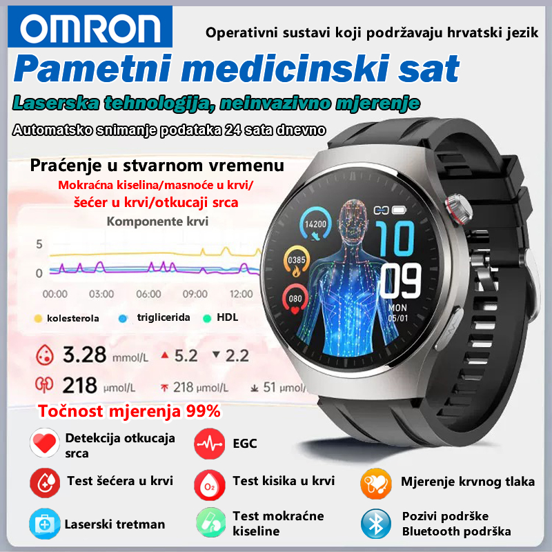 Omron Smart Health Watch (neinvazivno mjerenje šećera u krvi, kontinuirano praćenje)