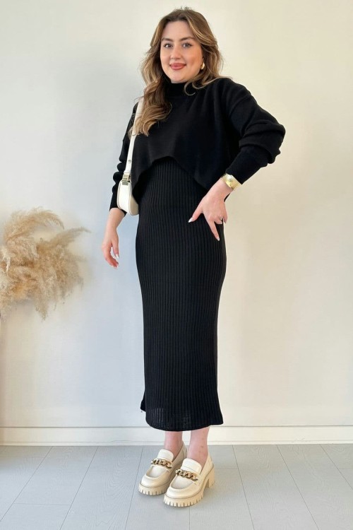 Short Sweater Knit Dress Set