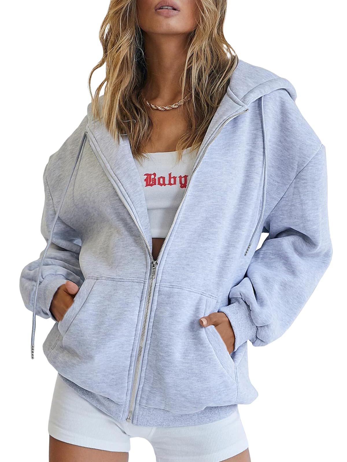 2025 Winter Womens Zip Up Hoodies Oversized Sweatshirts(Buy 2 Free Shi