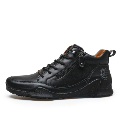 Men's Handmade Premium Leather Slip-On Driving Boots – Wide Toe, Arch Support, Waterproof, Non-Slip & Pressure-Relief Comfort