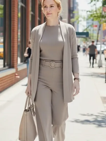 ⏰ LAST DAY 💥 Elegant 3-piece set including long cardigan, top and pants💞