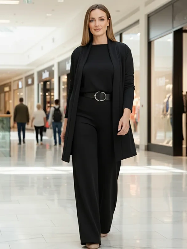 ⏰ LAST DAY 💥 Elegant 3-piece set including long cardigan, top and pants💞