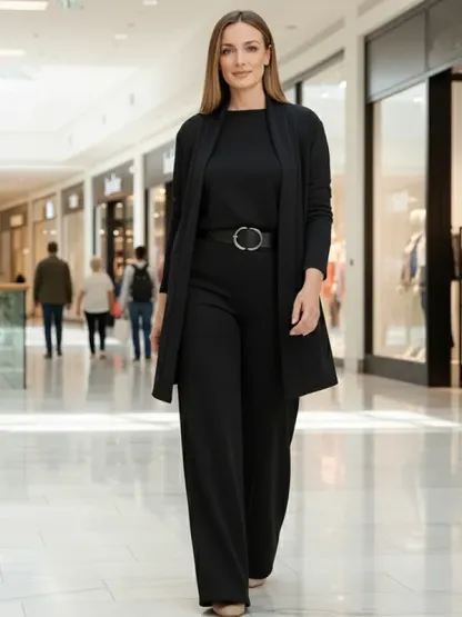 ⏰ LAST DAY 💥 Elegant 3-piece set including long cardigan, top and pants💞