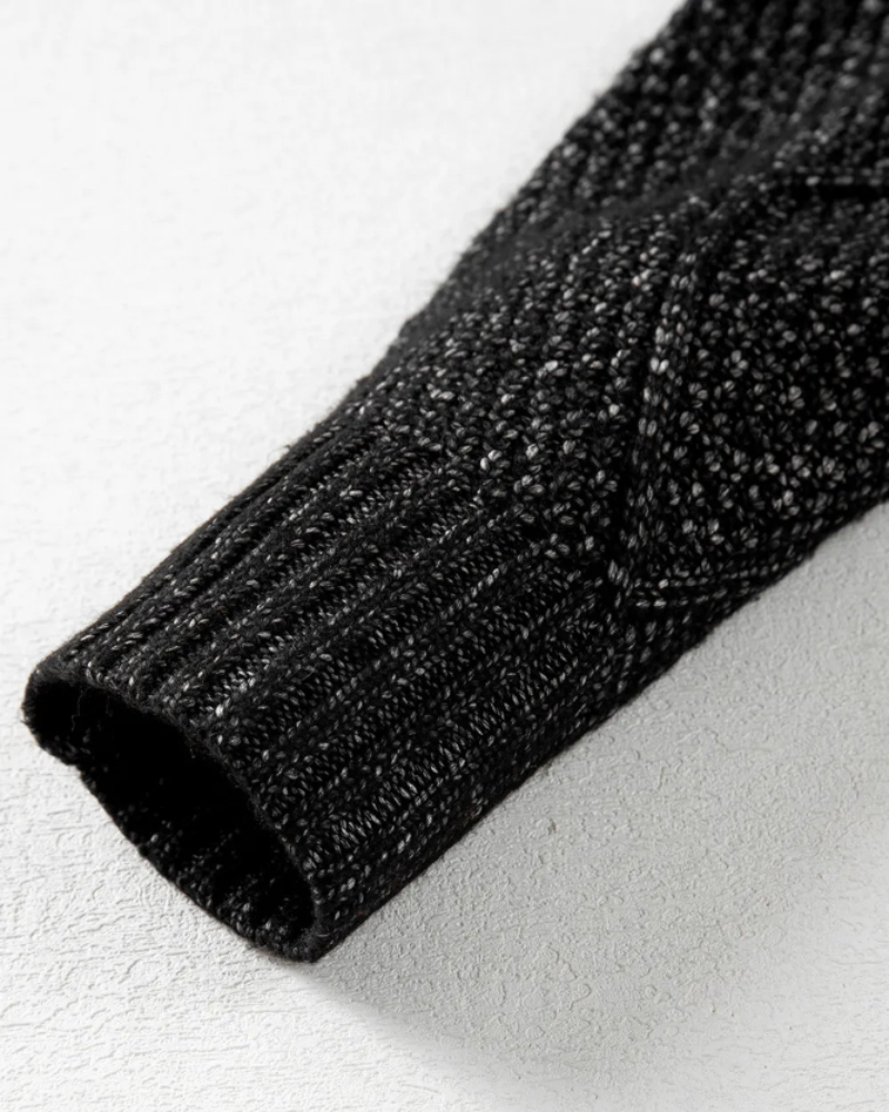 Round Neck Long Sleeve Drop Shoulder Pullover Sweater Casual Loose Fit Cable Knit Mid-length Sweater