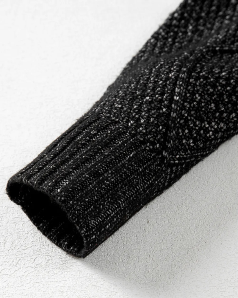 Round Neck Long Sleeve Drop Shoulder Pullover Sweater Casual Loose Fit Cable Knit Mid-length Sweater