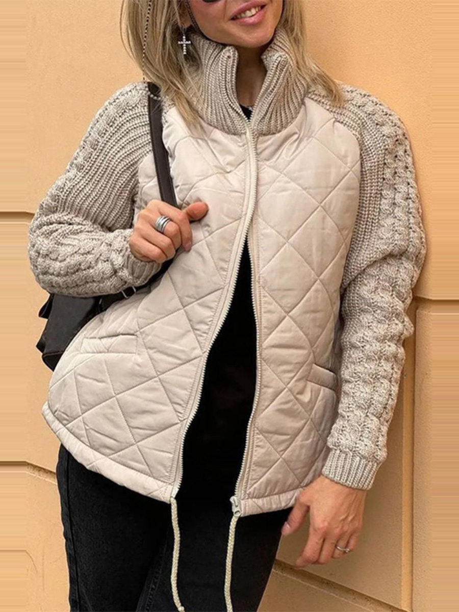 Casual Patchwork Zip-Up Jacket