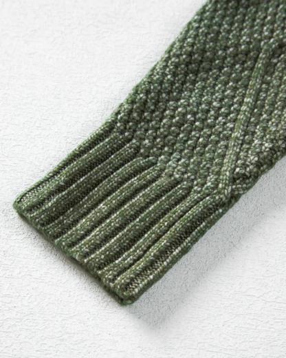 Round Neck Long Sleeve Drop Shoulder Pullover Sweater Casual Loose Fit Cable Knit Mid-length Sweater