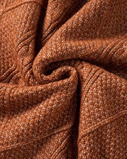 Round Neck Long Sleeve Drop Shoulder Pullover Sweater Casual Loose Fit Cable Knit Mid-length Sweater