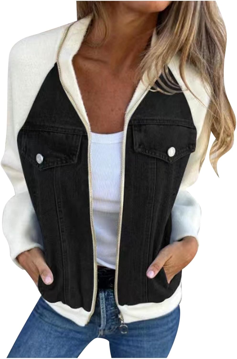 Women's Casual Mid Long Denim Jackets Soft Warm Long Sleeves Jean Tops Cotton Fall Coats With Pockets