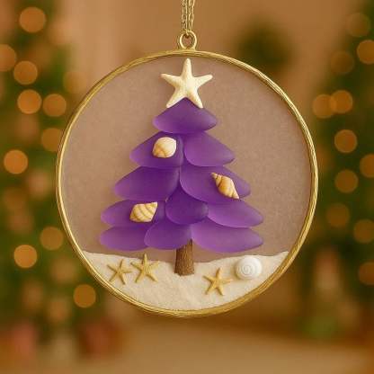 🌊🎄Handmade Sea Glass Christmas Tree Ornament