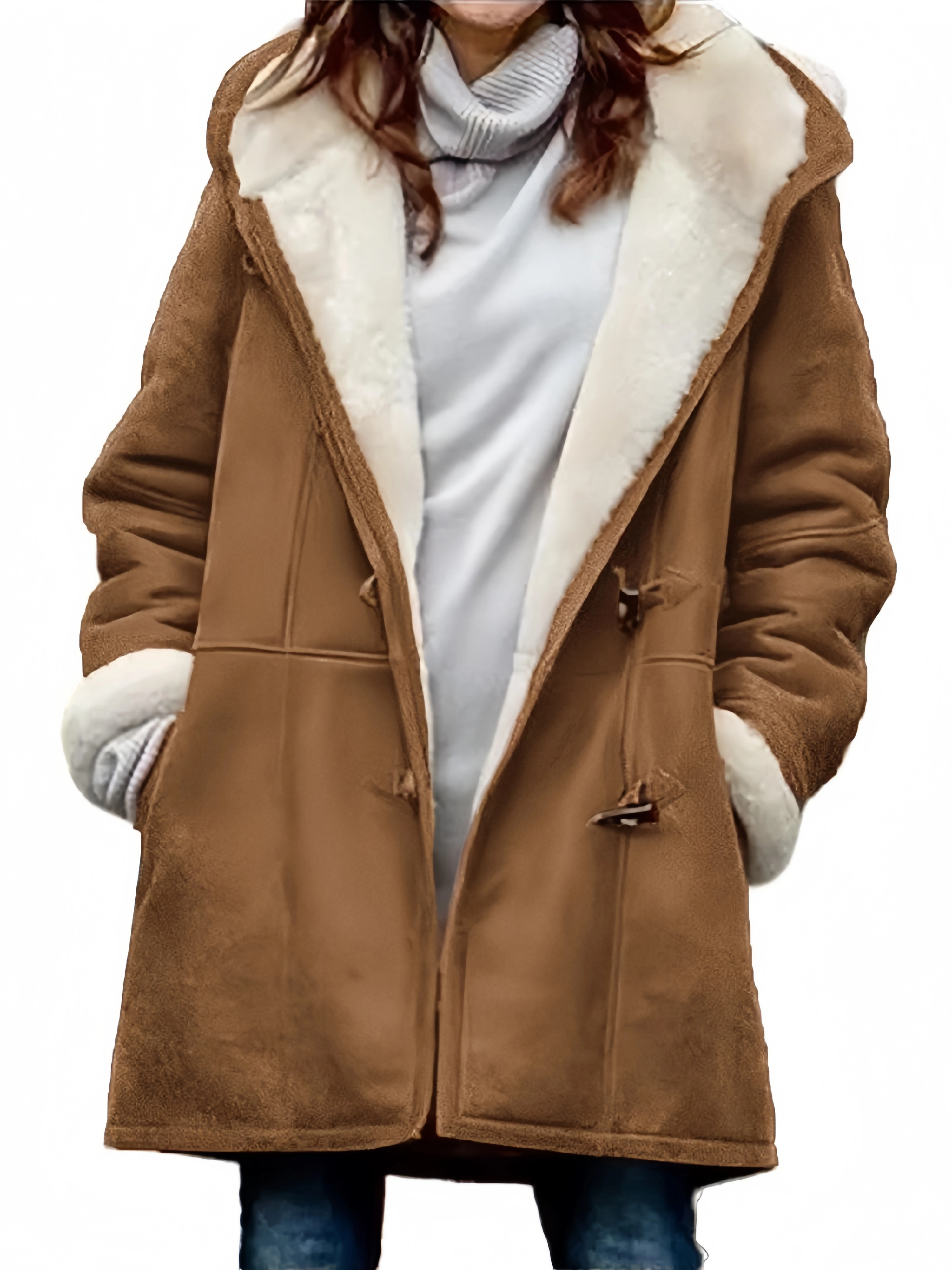 🔥Women Hooded Velvet Horn Button Coat