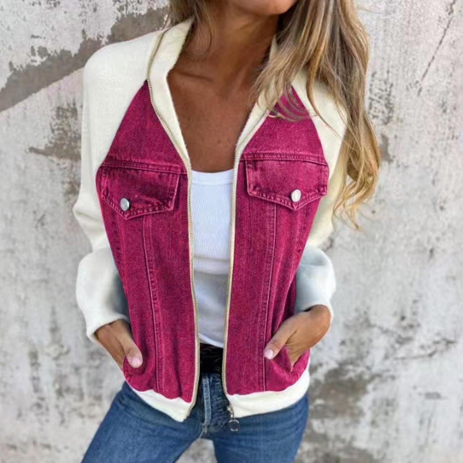Women's Casual Mid Long Denim Jackets Soft Warm Long Sleeves Jean Tops Cotton Fall Coats With Pockets