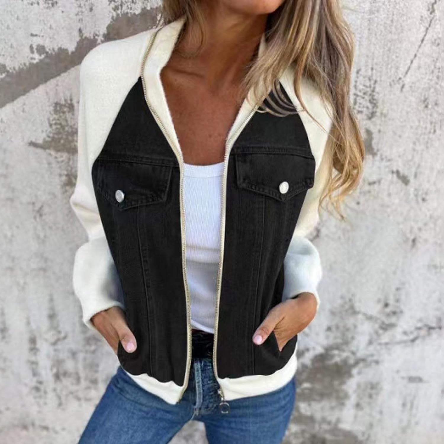 Women's Casual Mid Long Denim Jackets Soft Warm Long Sleeves Jean Tops Cotton Fall Coats With Pockets