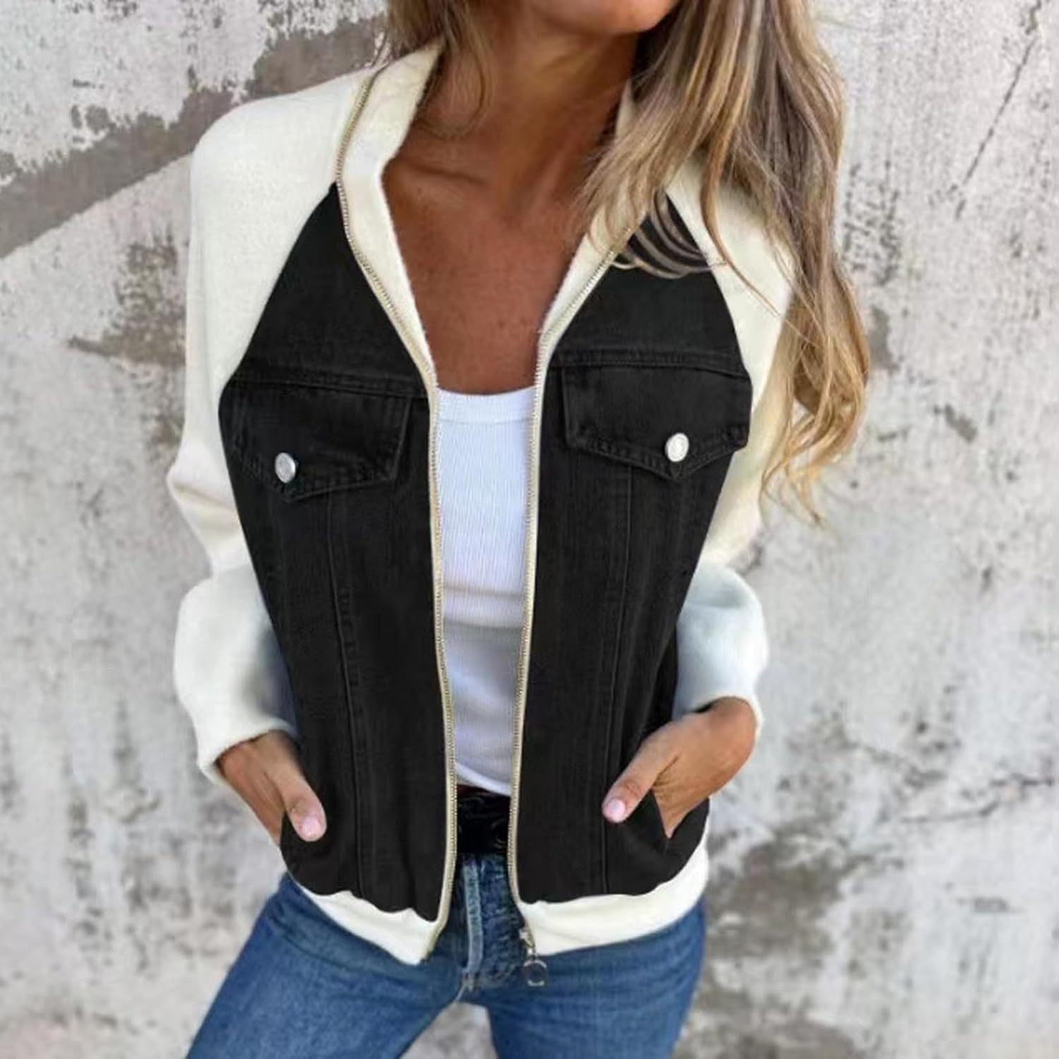 Women's Casual Mid Long Denim Jackets Soft Warm Long Sleeves Jean Tops Cotton Fall Coats With Pockets