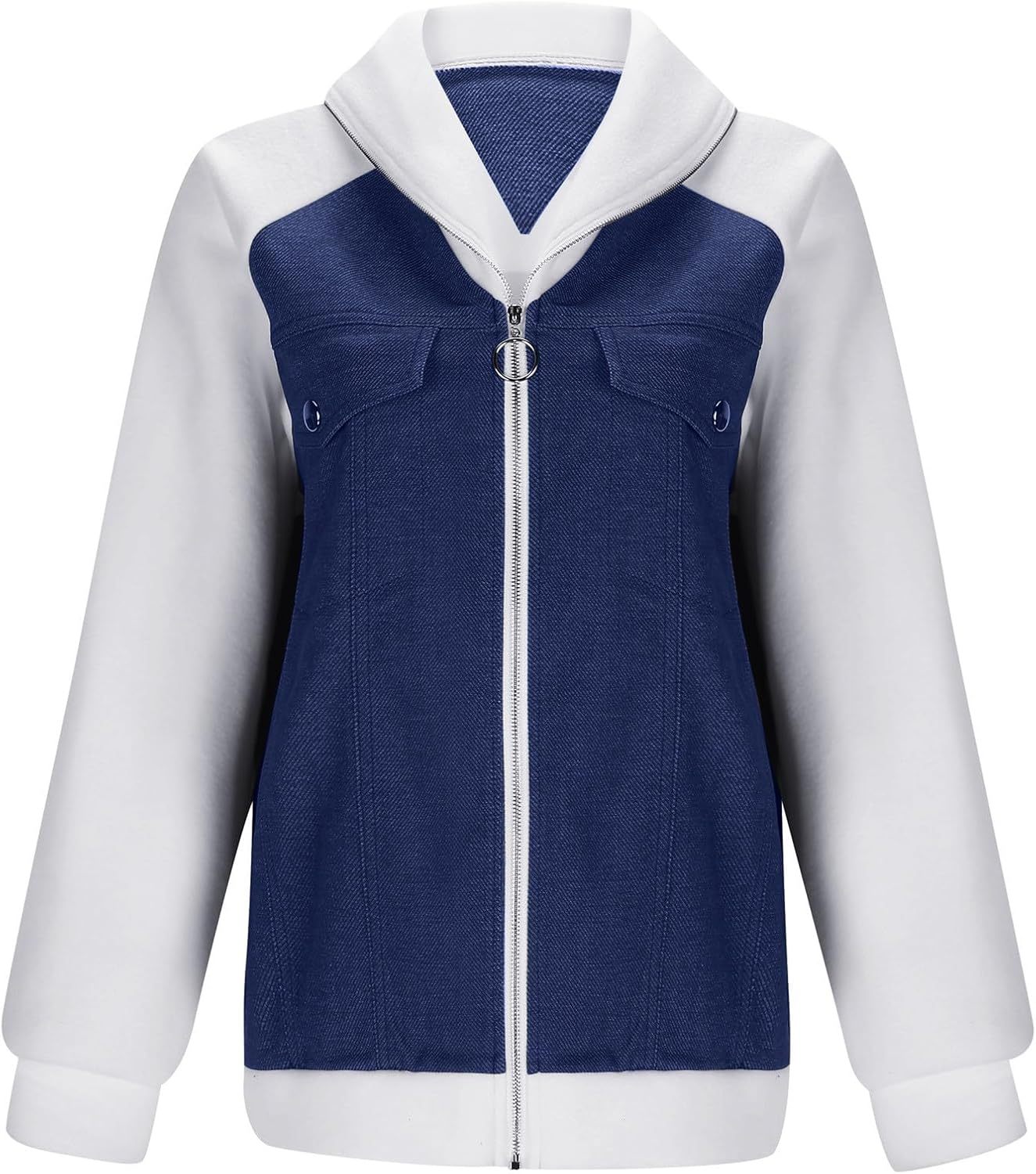 Women's Casual Mid Long Denim Jackets Soft Warm Long Sleeves Jean Tops Cotton Fall Coats With Pockets