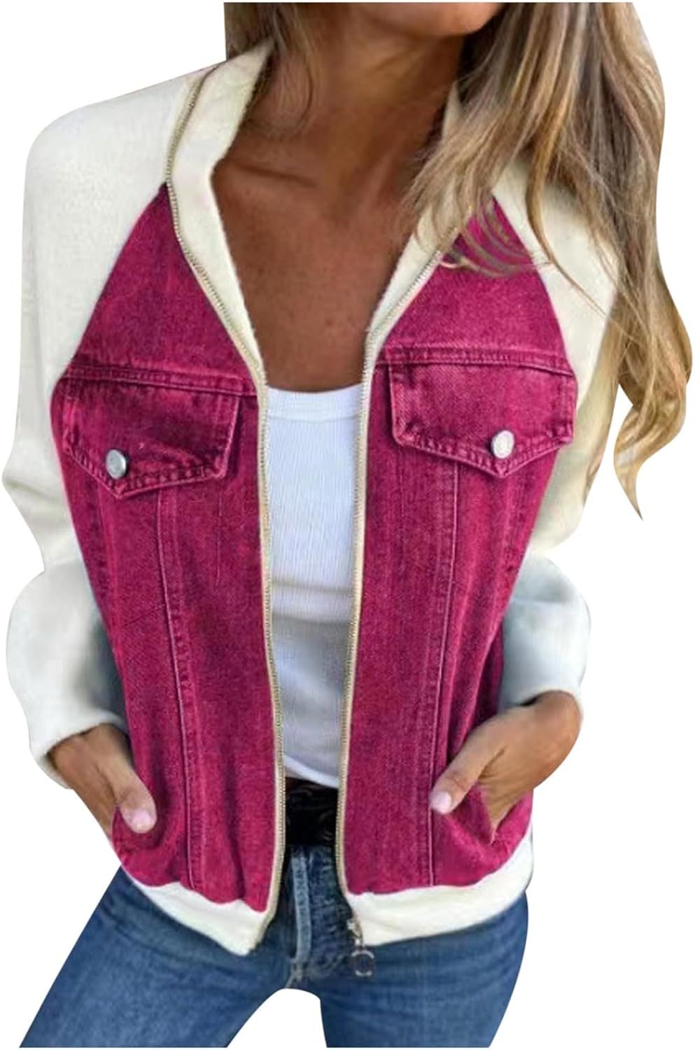 Women's Casual Mid Long Denim Jackets Soft Warm Long Sleeves Jean Tops Cotton Fall Coats With Pockets