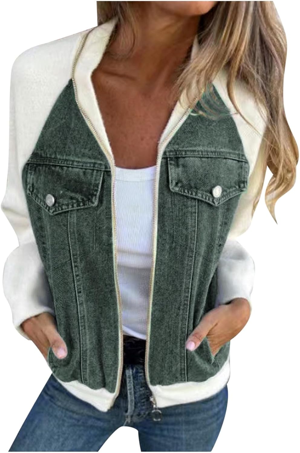 Women's Casual Mid Long Denim Jackets Soft Warm Long Sleeves Jean Tops Cotton Fall Coats With Pockets