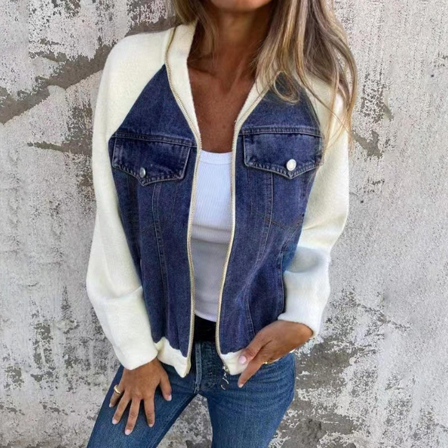 Women's Casual Mid Long Denim Jackets Soft Warm Long Sleeves Jean Tops Cotton Fall Coats With Pockets