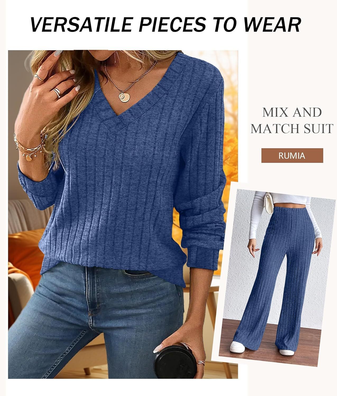 RUMIA Fall Outfits for Women 2025 Vacation Matching Sweater Lounge Sets (S-2XL)