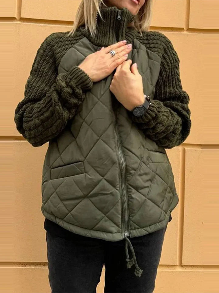 Casual Patchwork Zip-Up Jacket