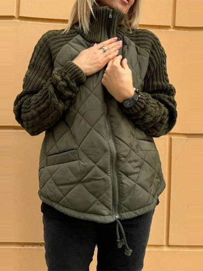 Casual Patchwork Zip-Up Jacket