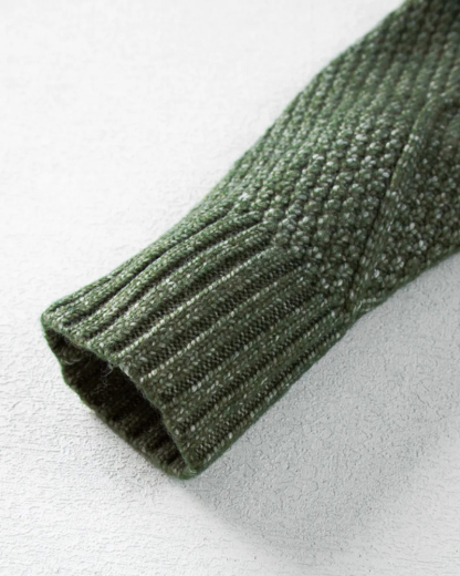 Round Neck Long Sleeve Drop Shoulder Pullover Sweater Casual Loose Fit Cable Knit Mid-length Sweater