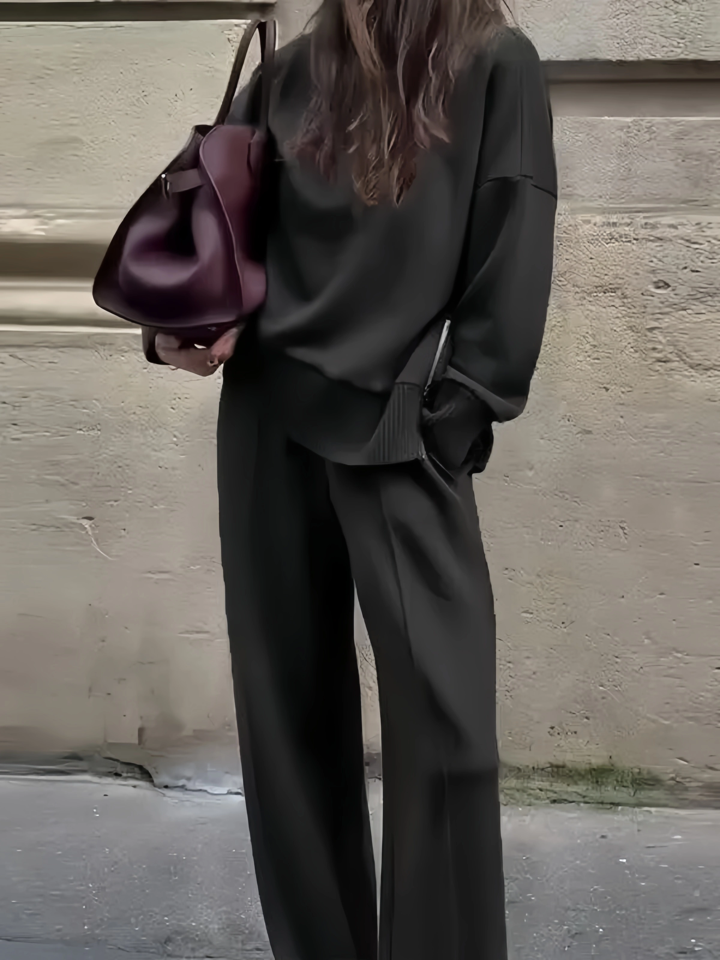 Urban Minimalist Oversized Sweatshirt & Wide-Leg Pants Co-ord Set