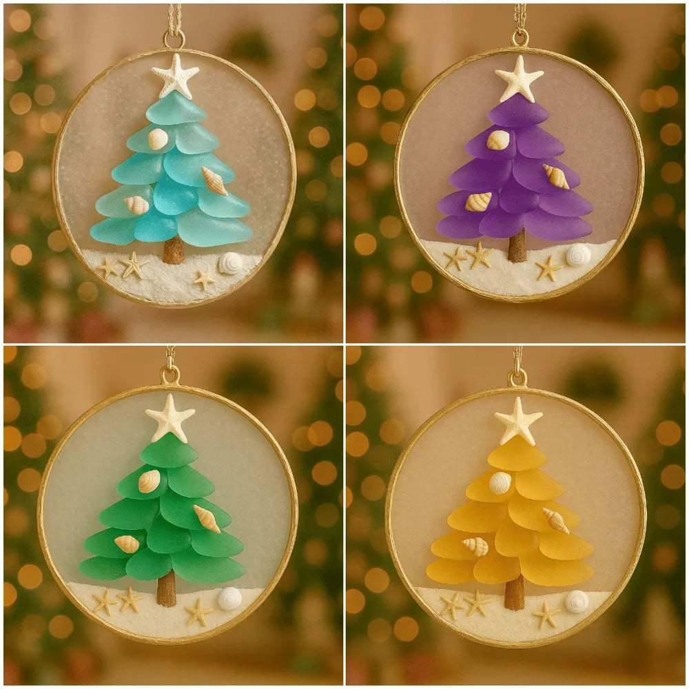 🌊🎄Handmade Sea Glass Christmas Tree Ornament