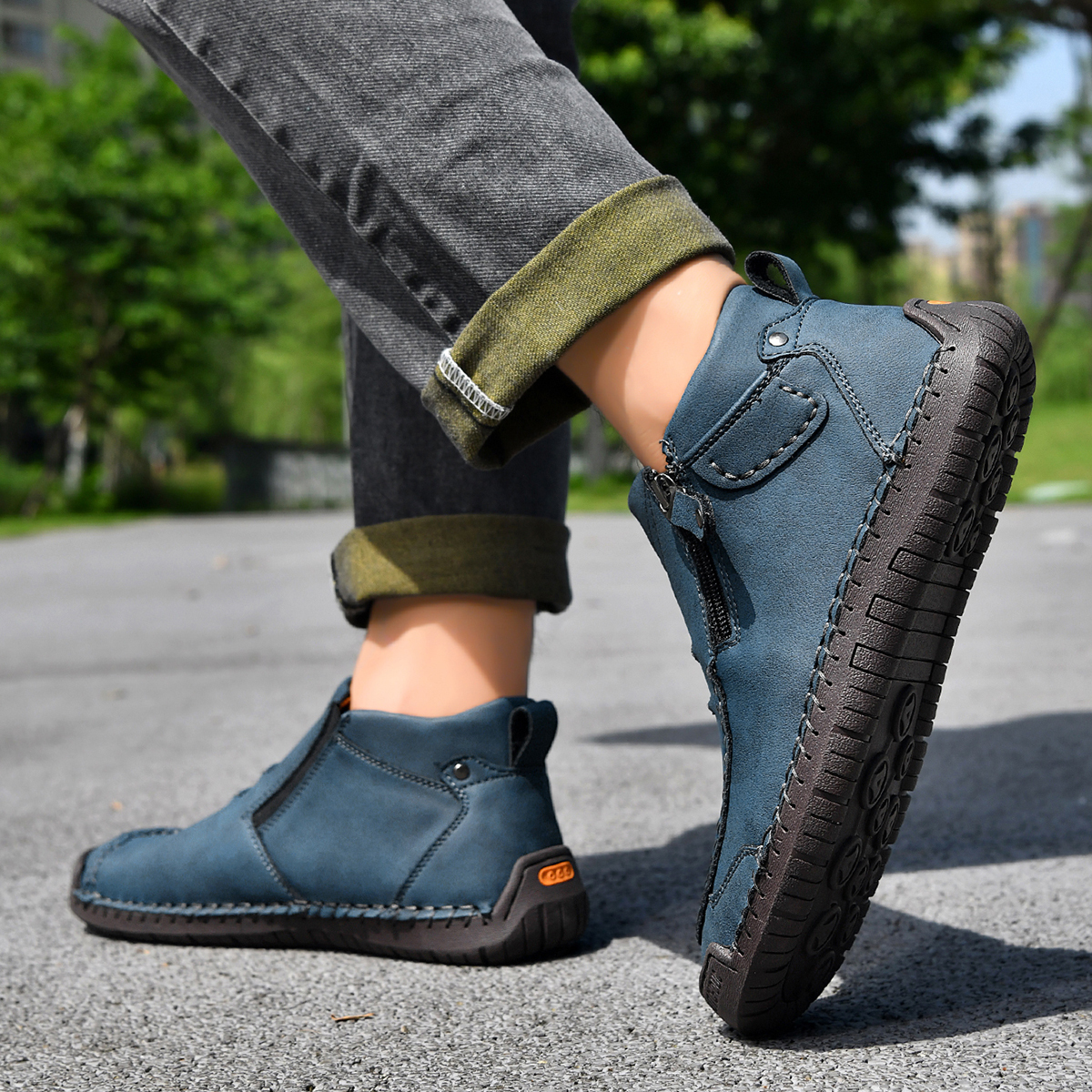 🔥Last Day Deals🔥Italian Handmade Suede High Boots for Men Waterproof Leather Sneakers