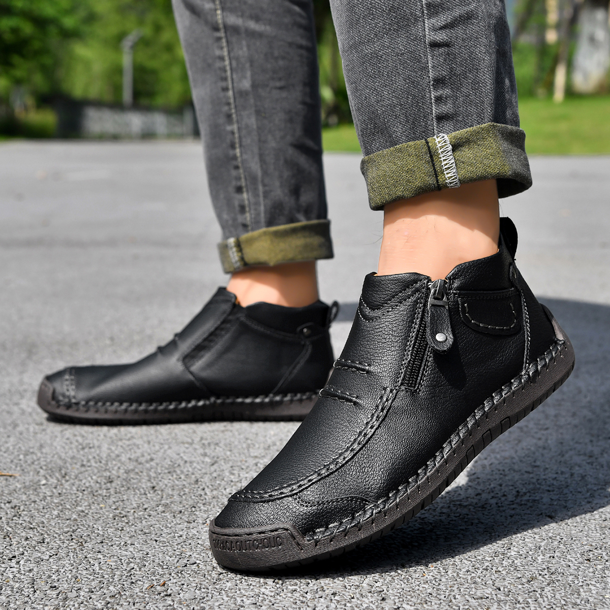 🔥Last Day Deals🔥Italian Handmade Suede High Boots for Men Waterproof Leather Sneakers