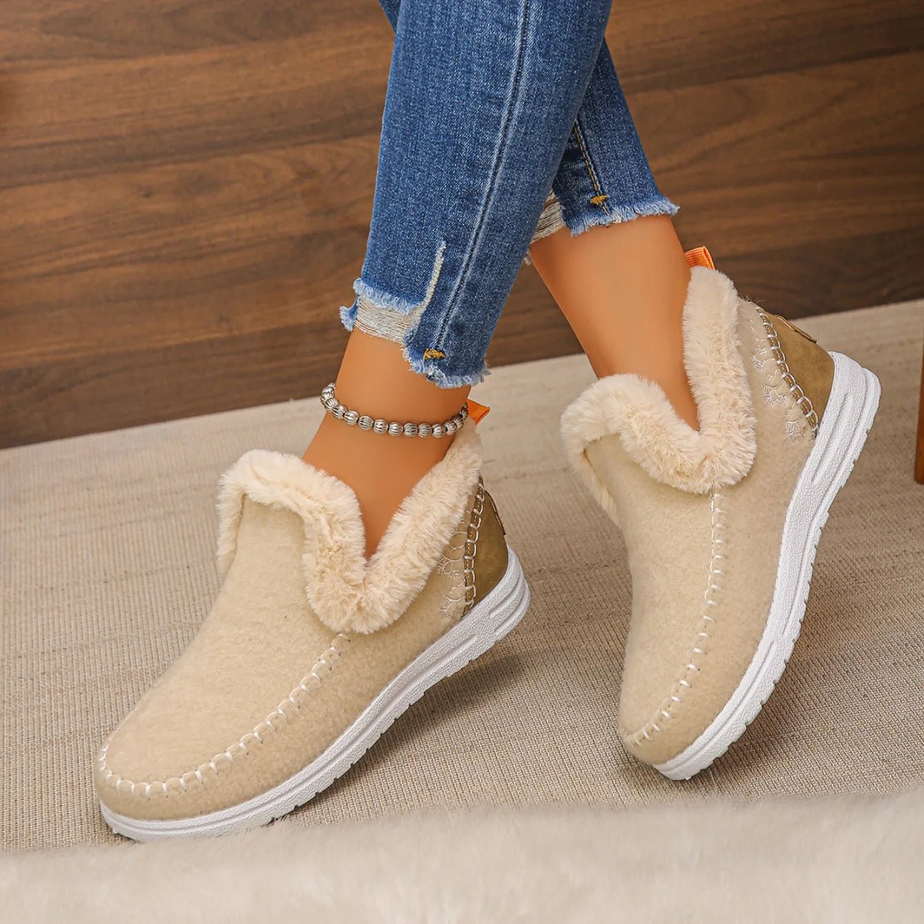 Sneakers with Handcrafted Finish and Soft Plush Interior