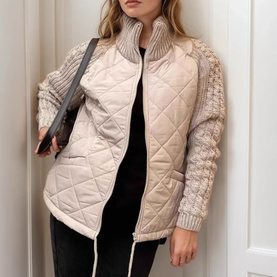Quilted Jacket with Knitted Detail