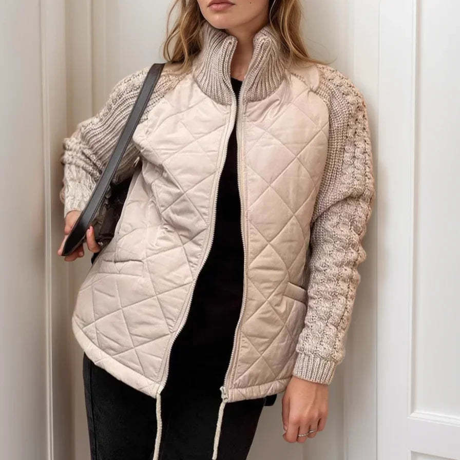 Quilted Jacket with Knitted Detail