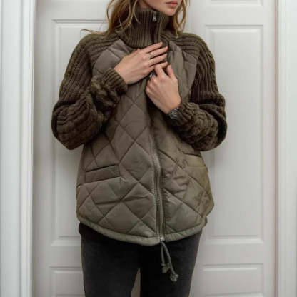 Quilted Jacket with Knitted Detail