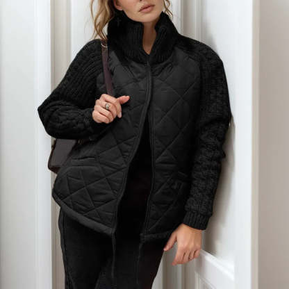 Quilted Jacket with Knitted Detail