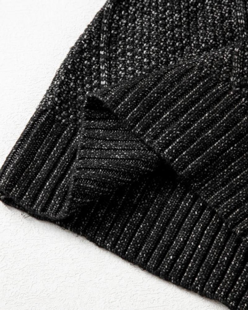 Round Neck Long Sleeve Drop Shoulder Pullover Sweater Casual Loose Fit Cable Knit Mid-length Sweater