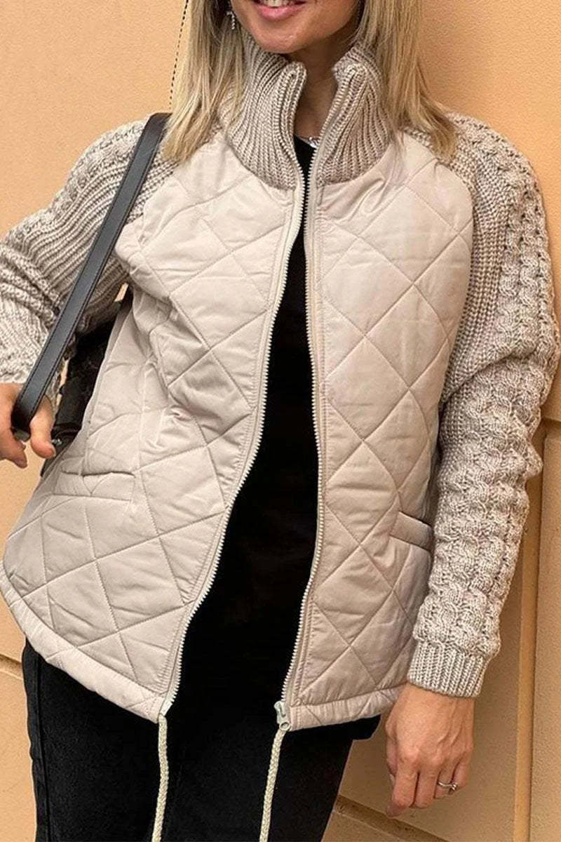 Casual Patchwork Zip-Up Jacket