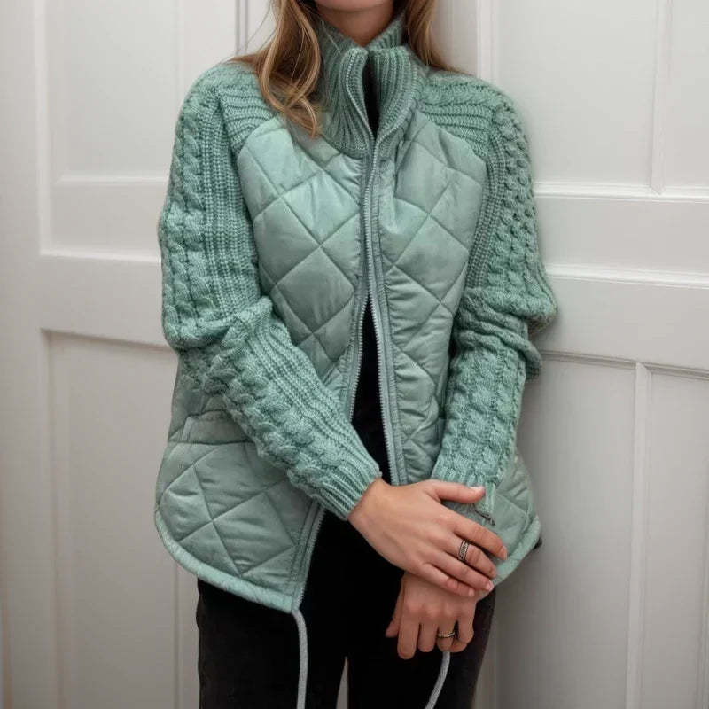 Quilted Jacket with Knitted Detail
