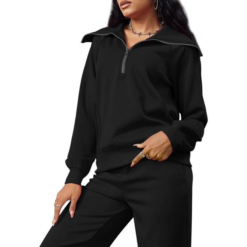 Lounge Sets For Women 2025 Half Zip Sweatshirt And Wide Leg Sweatpant 2 Piece Outfits Sweatsuit Tracksuit