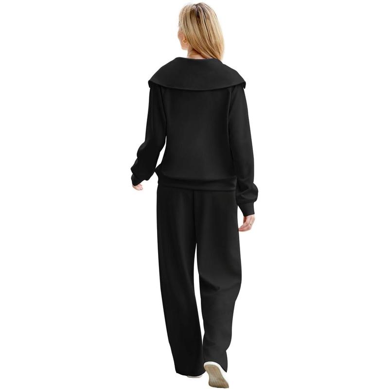 Lounge Sets For Women 2025 Half Zip Sweatshirt And Wide Leg Sweatpant 2 Piece Outfits Sweatsuit Tracksuit