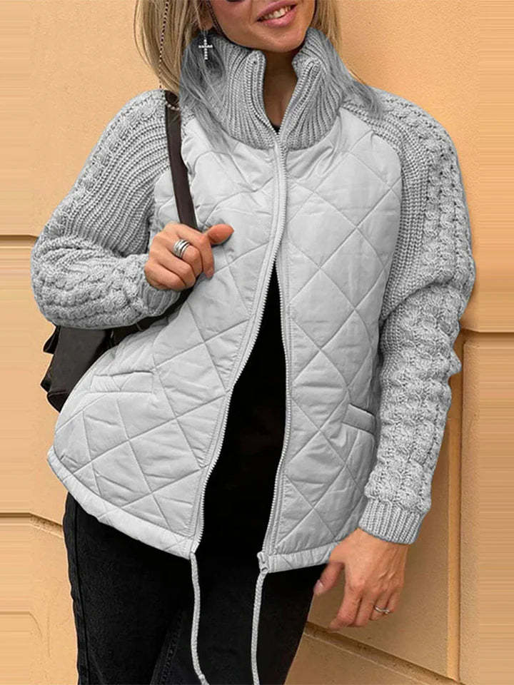 Casual Patchwork Zip-Up Jacket