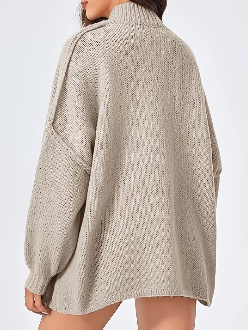 Women Thermal Stand Collared Open Front Cardigan Fall Oversized Button Down Sweater Jacket