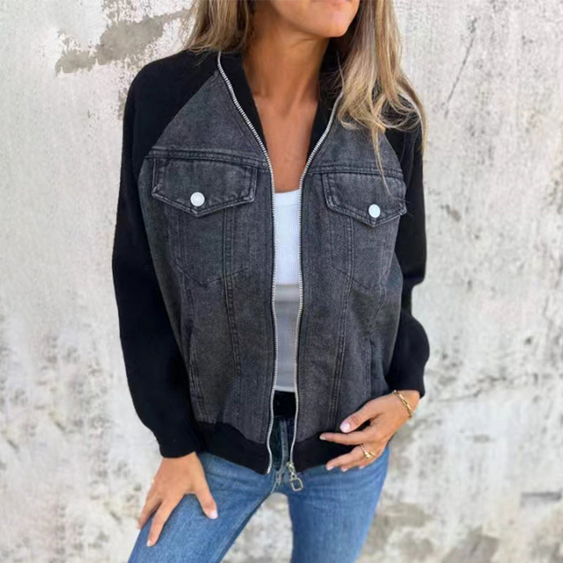 💥Limit Time 49% OFF💕Women's Creative Denim Splicing Jacket