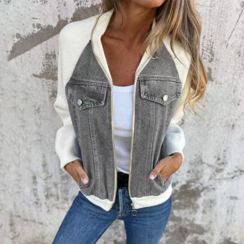 💥Limit Time 49% OFF💕Women's Creative Denim Splicing Jacket