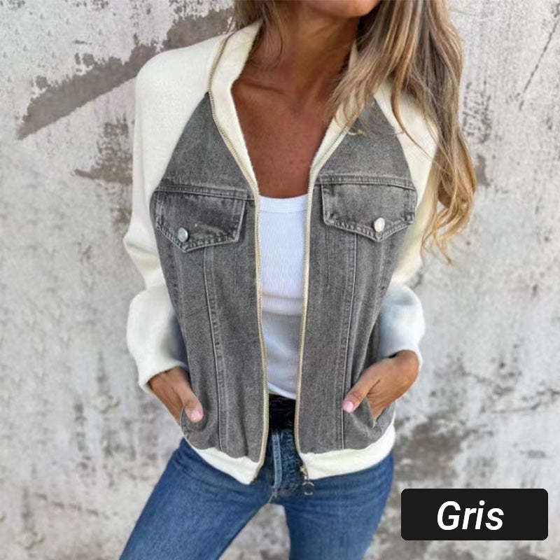 💥Limit Time 49% OFF💕Women's Creative Denim Splicing Jacket
