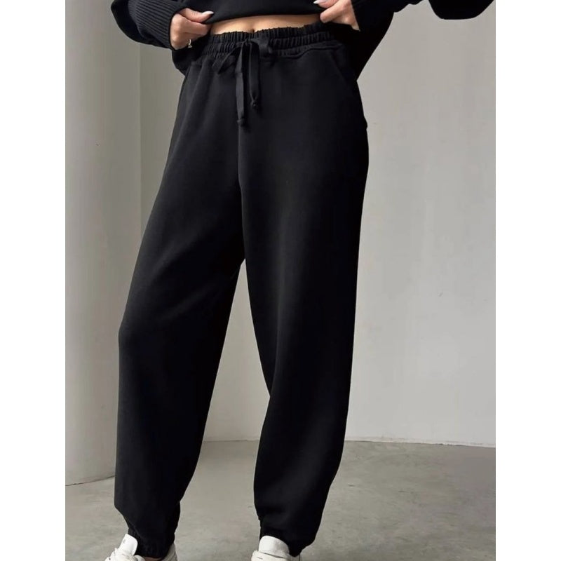Boutique-Sports two-piece set-half zipper lapel top & jogging pants