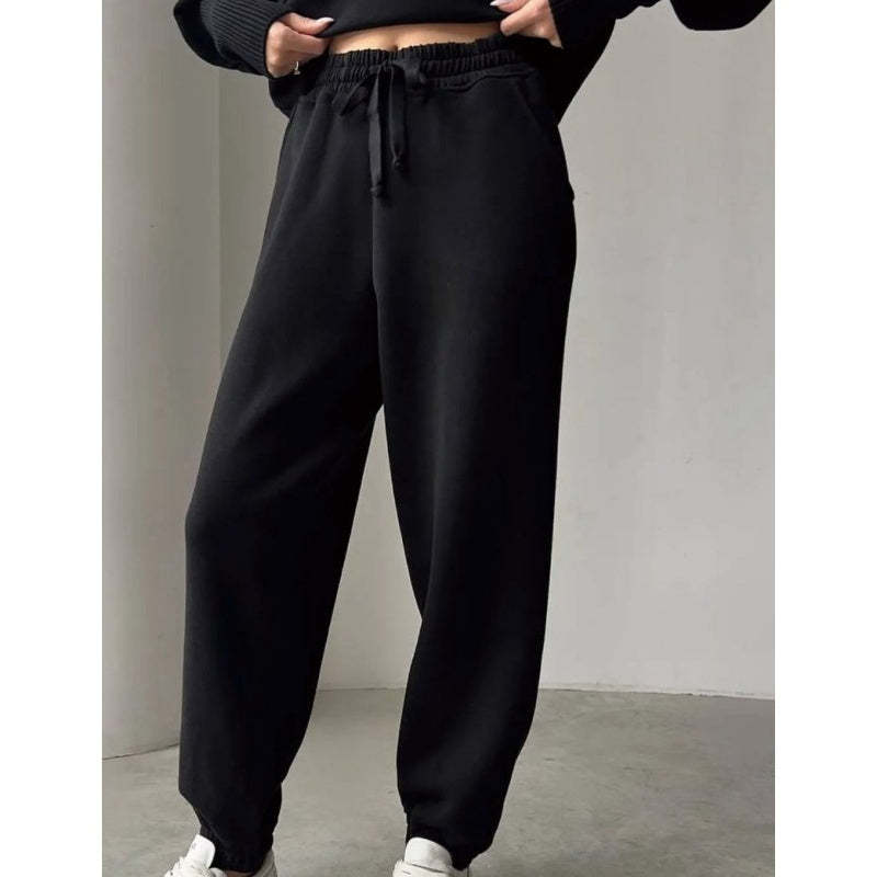 Boutique-Sports two-piece set-half zipper lapel top & jogging pants