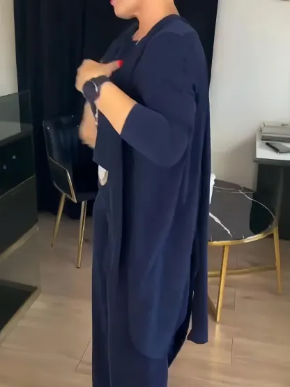 ⏰ LAST DAY 💥 Elegant 3-piece set including long cardigan, top and pants💞