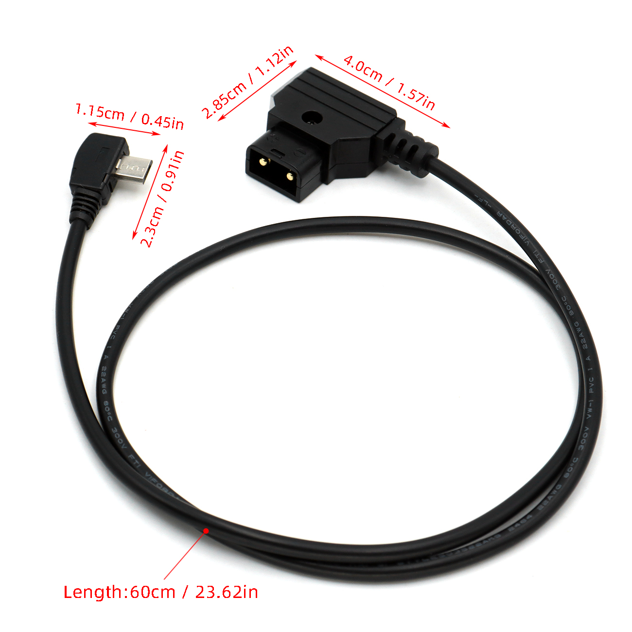 Nucleus-Nano Motor Power Cable P-TAP D-tap to Micro USB Right Angle 14.8V for Tilta V-Mount
