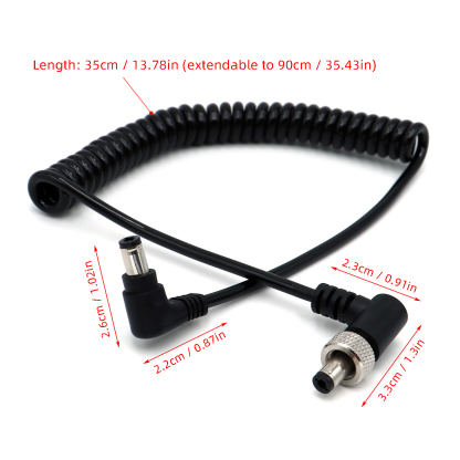 Locking DC 5.5x2.5mm to DC 2.5mm Male Coiled Video Power Cable for Atomos Ninja V Sony Pix-E7 E5 Monitor Hollyland Mars 400s